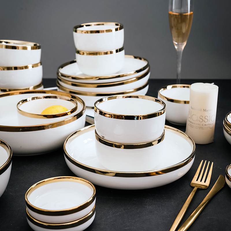 Minimal Gold Shaded Dinner Plates & Bowl