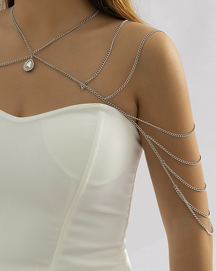 Simple Diamonds Drops With Alloy Necklace - Image 6
