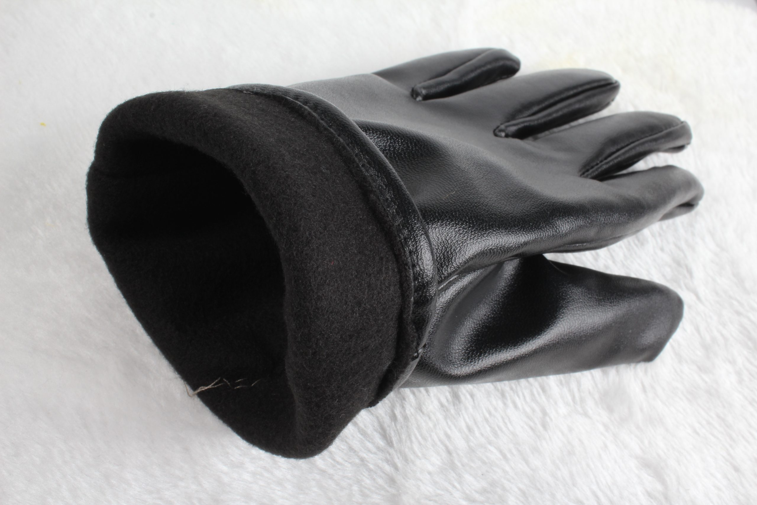 1Pair Unisex Black Leather Gloves - Image 3
