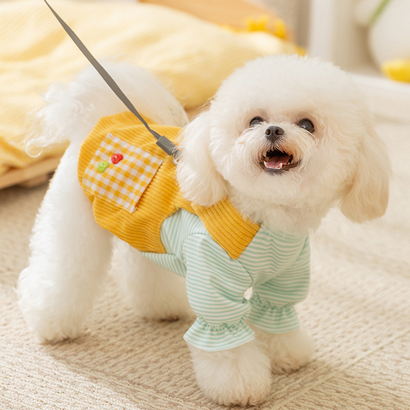 Pet Dog Two-Legged Simple Checkered Suit