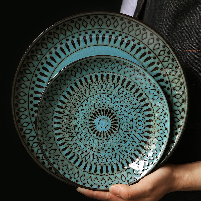 Ceramic Retro Household Bowls Plates Set - Image 3