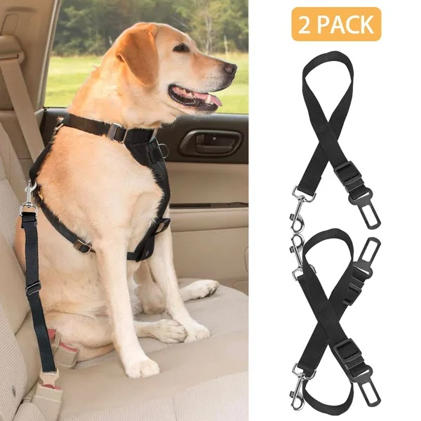 2 Pcs Adjustable Pet Dog Seat Belt Leash