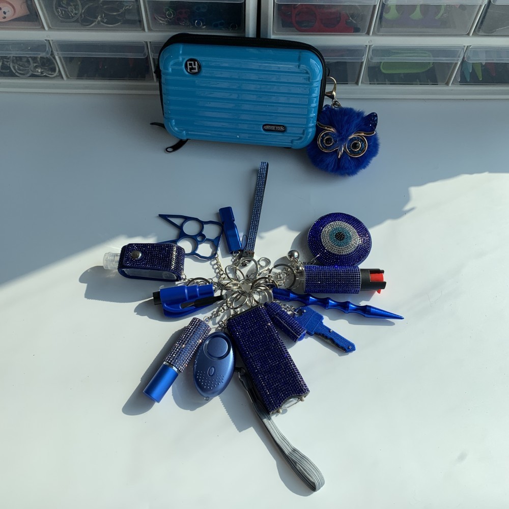 Blue Lightning Shiny Keychain Set
