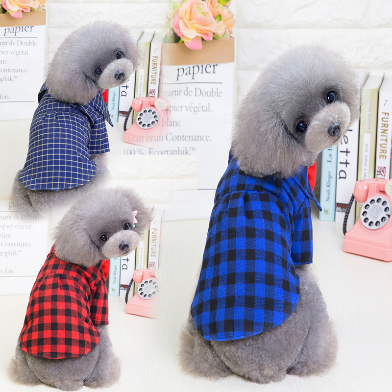 Pet Dog Plaid Shirt Suit