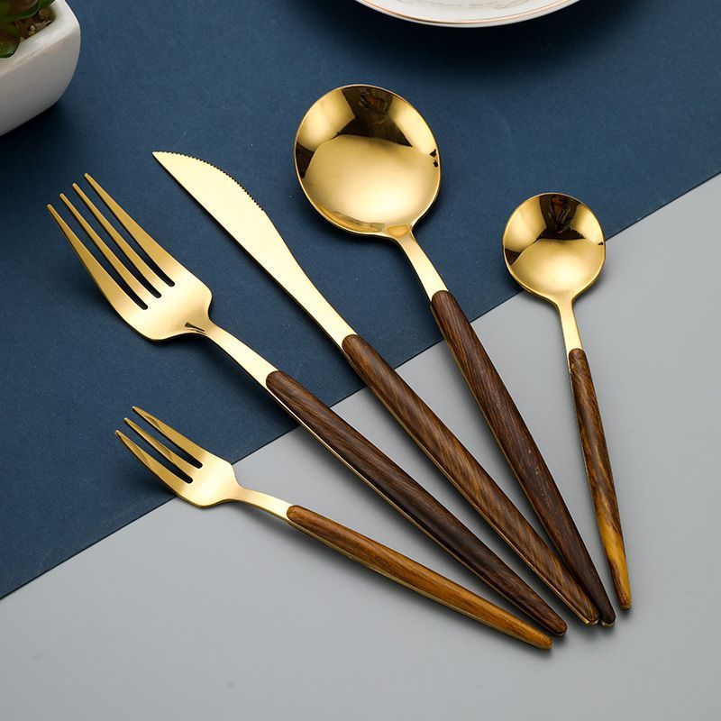 Stainless Steel Wooden Imitation Cutlery Set