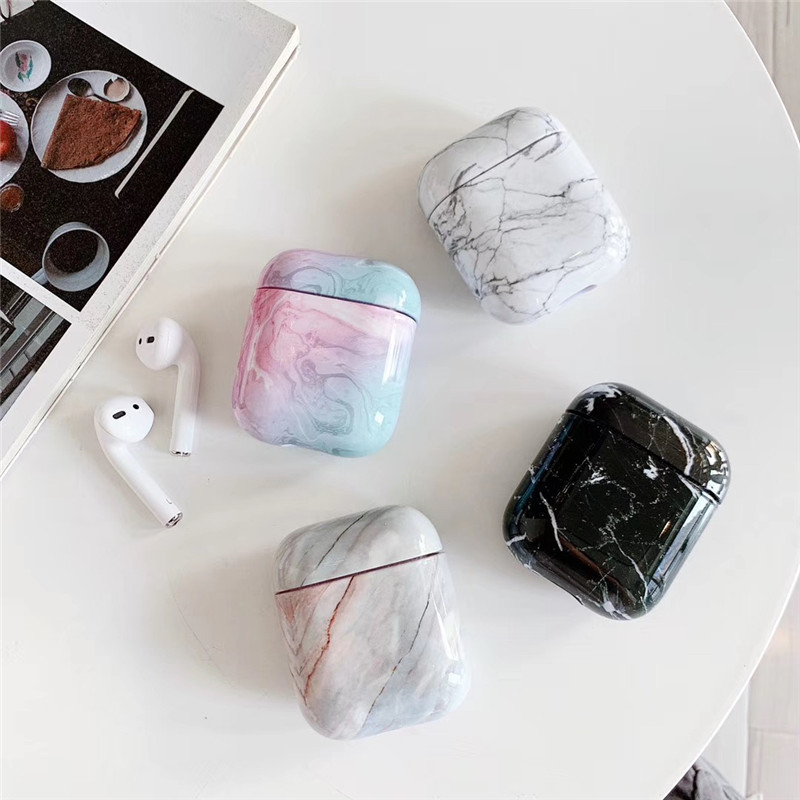 White Marble Case for Airpods