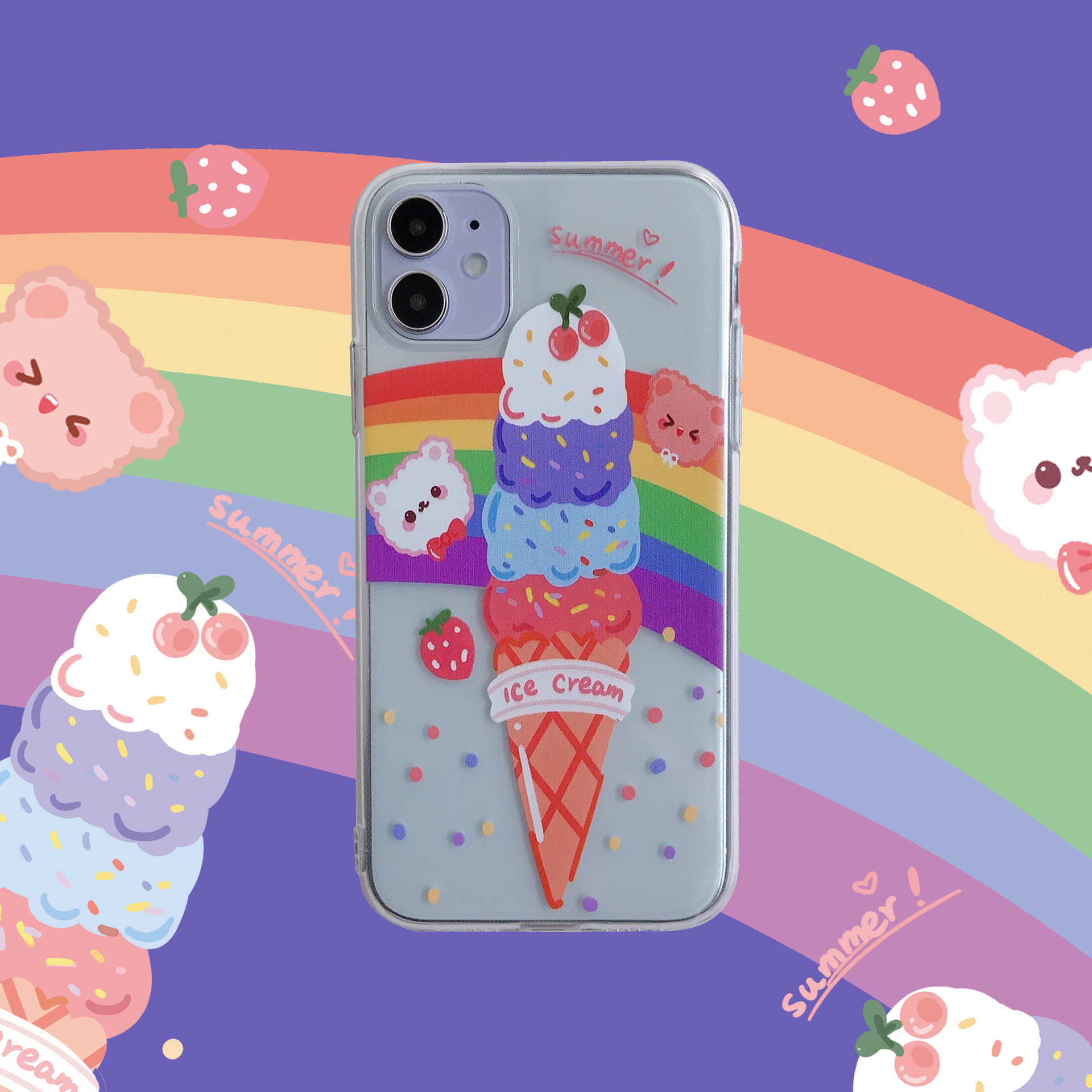 Transparent Ice Cream Printed Phone Case