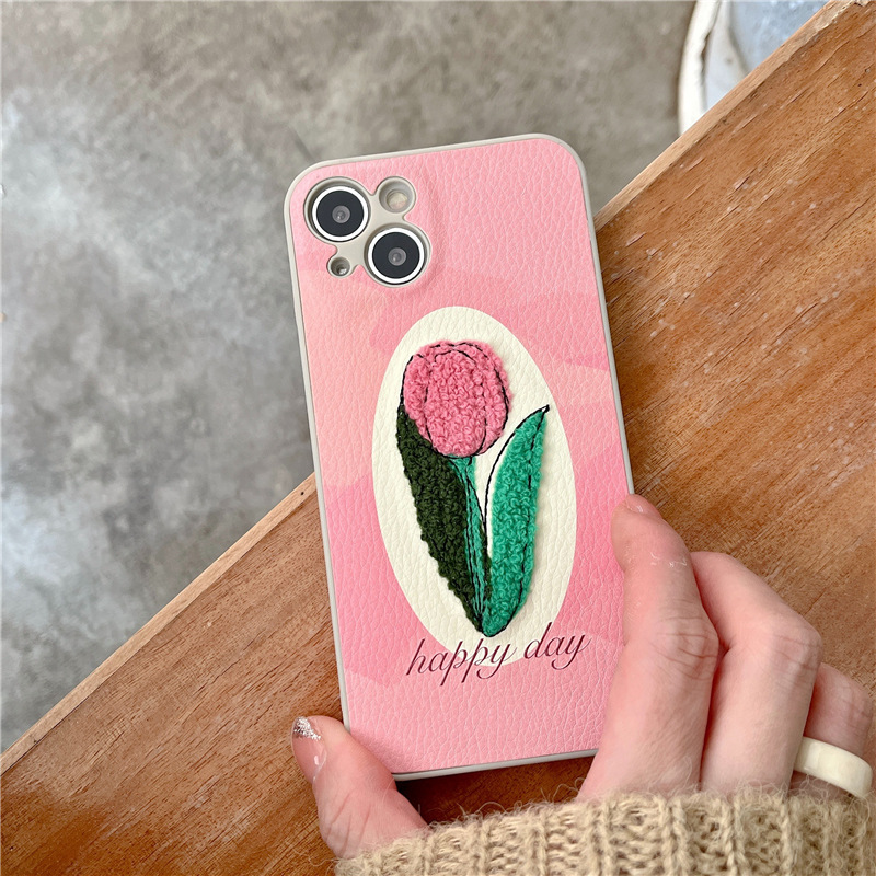 Silicone Embroidered Tulip Phone Case - Image 5