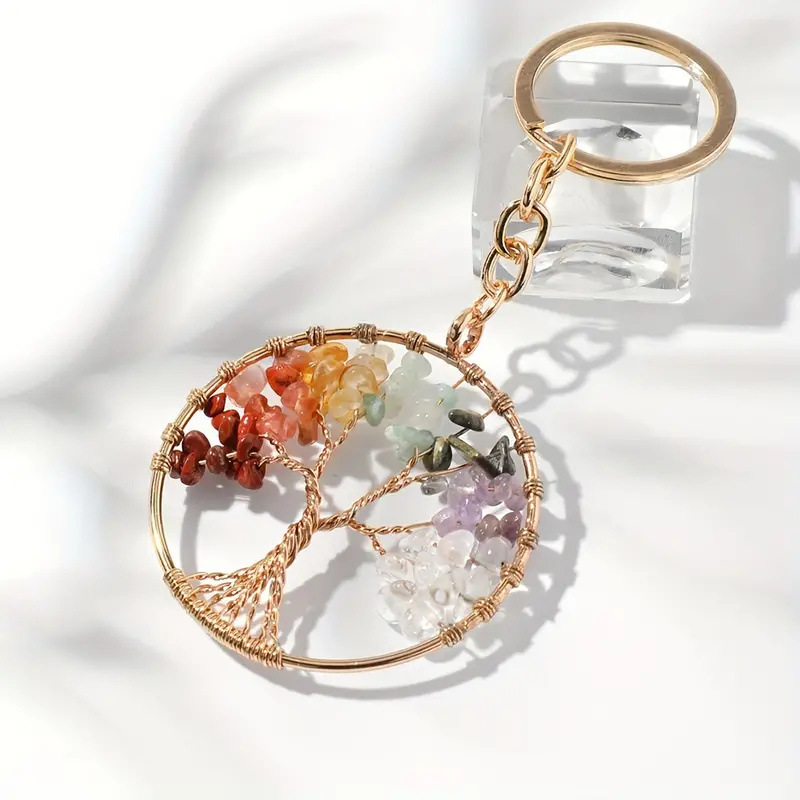 Crystal Chips Tree Of Life Keychain - Image 4