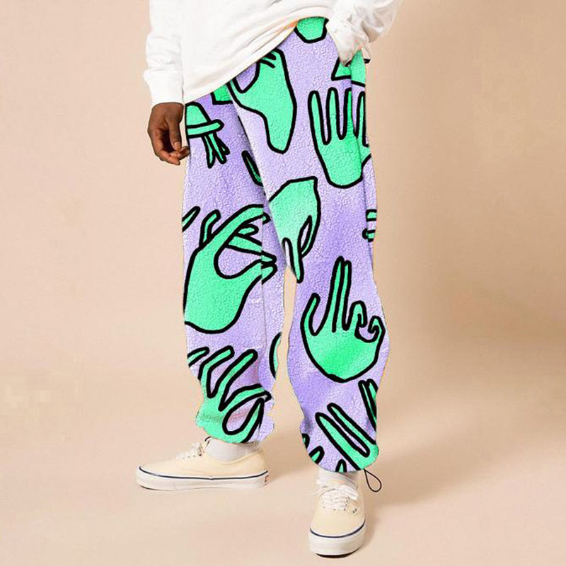 Loose Mid-waist Printed Fall Trousers For Men - Image 2