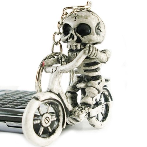 Bicycle Skull Pendant Keychain