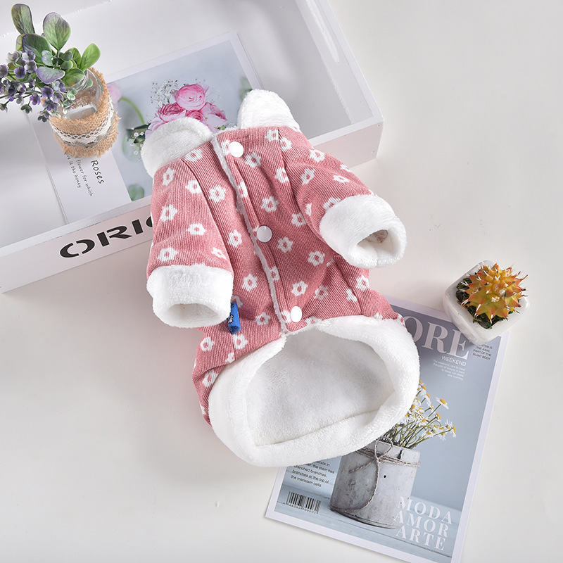 Flower Corduroy Cotton Padded Dog Jacket