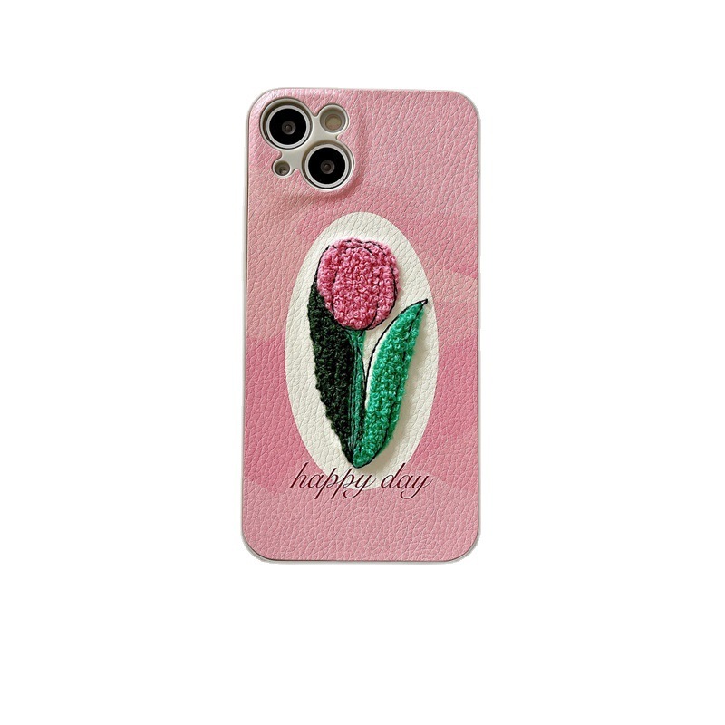 Silicone Embroidered Tulip Phone Case - Image 4