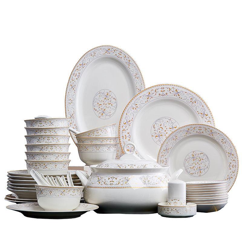 Luxury Bone China Ceramic Bowls And Saucers Set