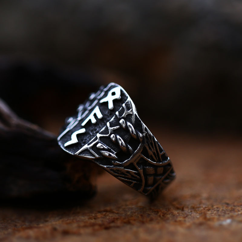 Vintage Stainless Steel Viking Men Ring - Image 4