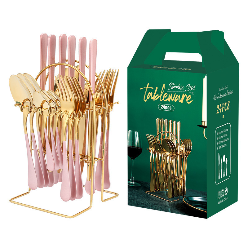 Luxury Gold Stainless Steel Cutlery Set with Rack - Image 8