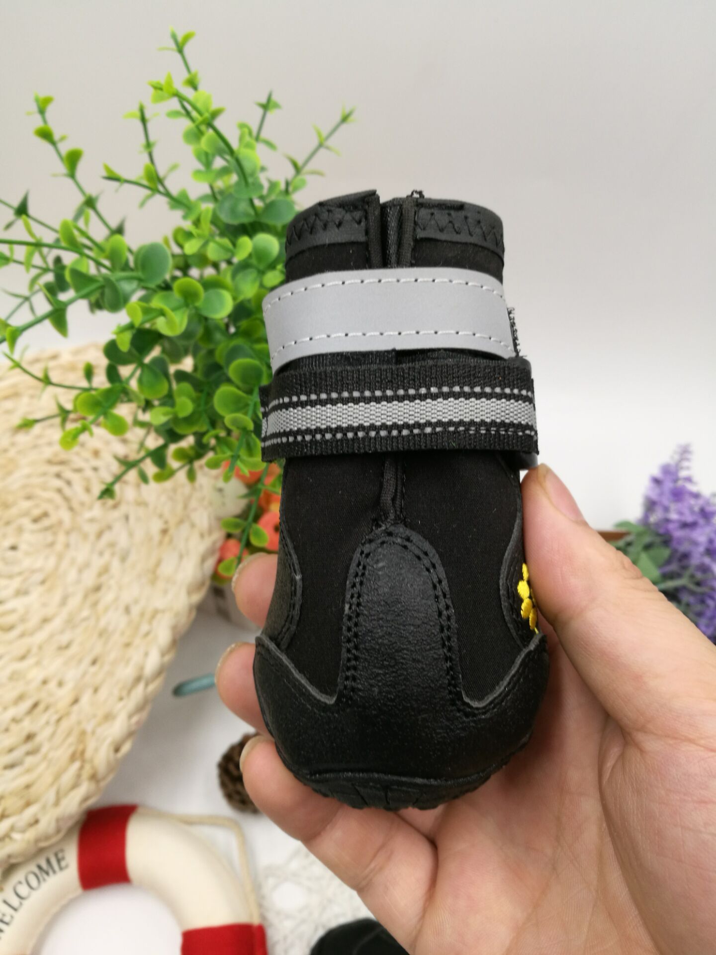 Pet Black Leather Dog Shoes - Image 5