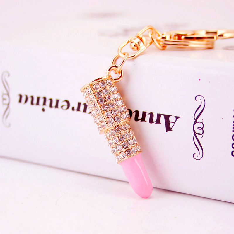 Women's Small Rhinestone Lipstick Keychain - Image 6