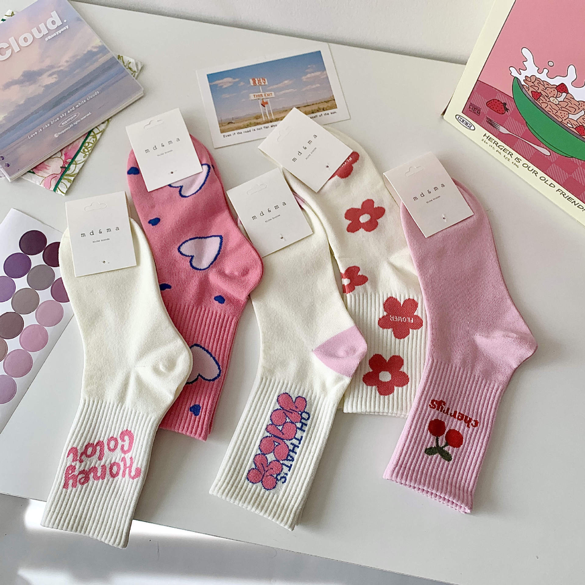 Women Cute Sweet Harajuku Flower Socks