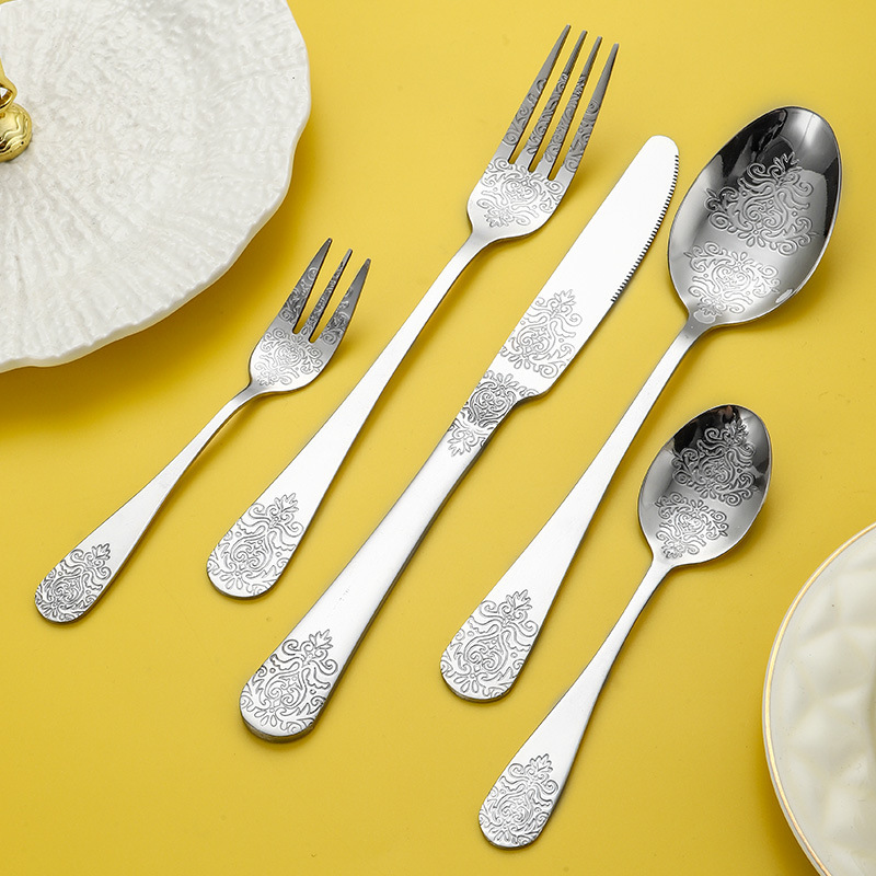 Gold-Plated Stainless Steel Fork Vintage Cutlery Suit - Image 7