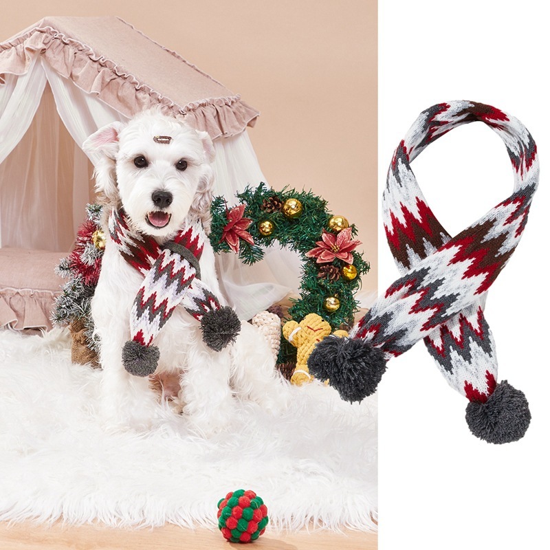 Christmas Pet Contrast Color Striped Scarf - Image 8