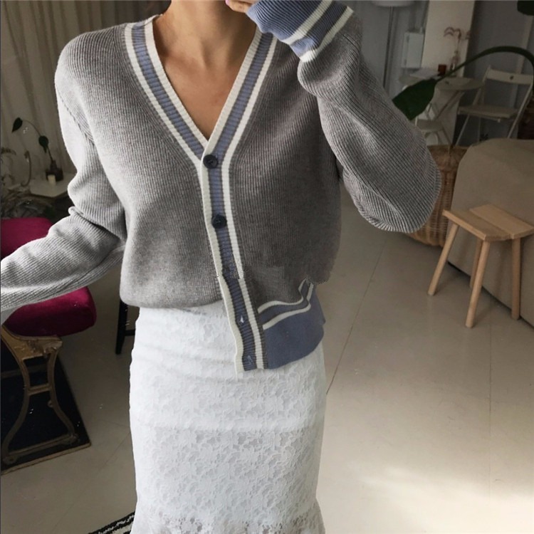 Temperament Colorblock Cardigan Sweater