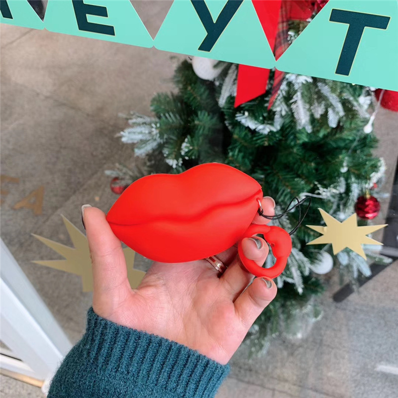 Three-Dimensional Red Lips Wireless Earphone Case