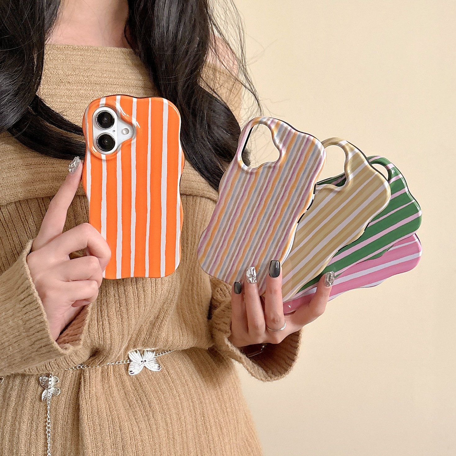 Color-block Striped Phone Case