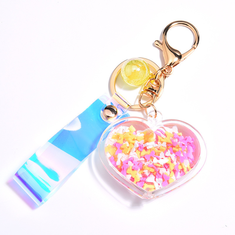 Cute Peach Oiled Love Heart Keychain - Image 3