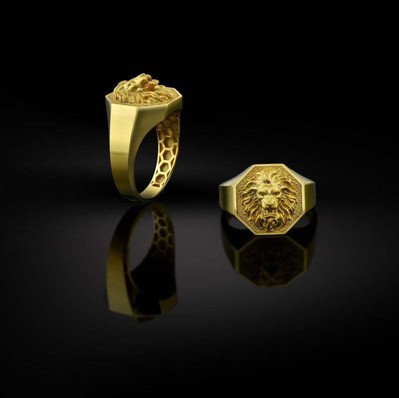 18K Gold Vintage Thumb Ring For Men - Image 5