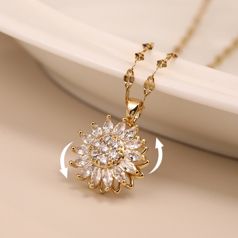Double-Layer Rotatable Sunflower Necklace