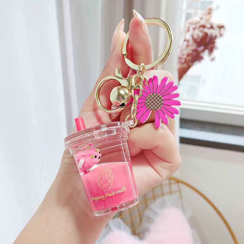 Cartoon Fruit Daisy Acrylic Bottle Keychain - Image 5