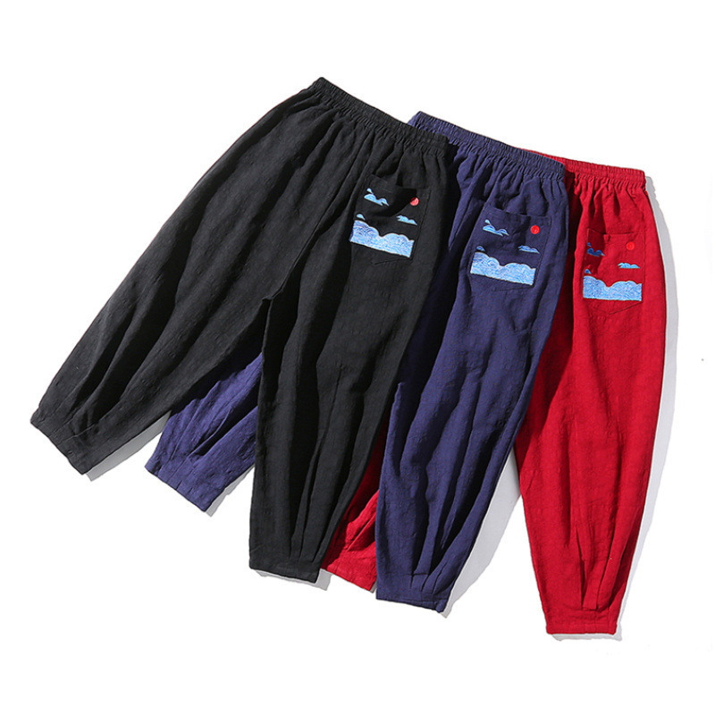 Retro Embroidery Chinese Style Men Trousers - Image 5