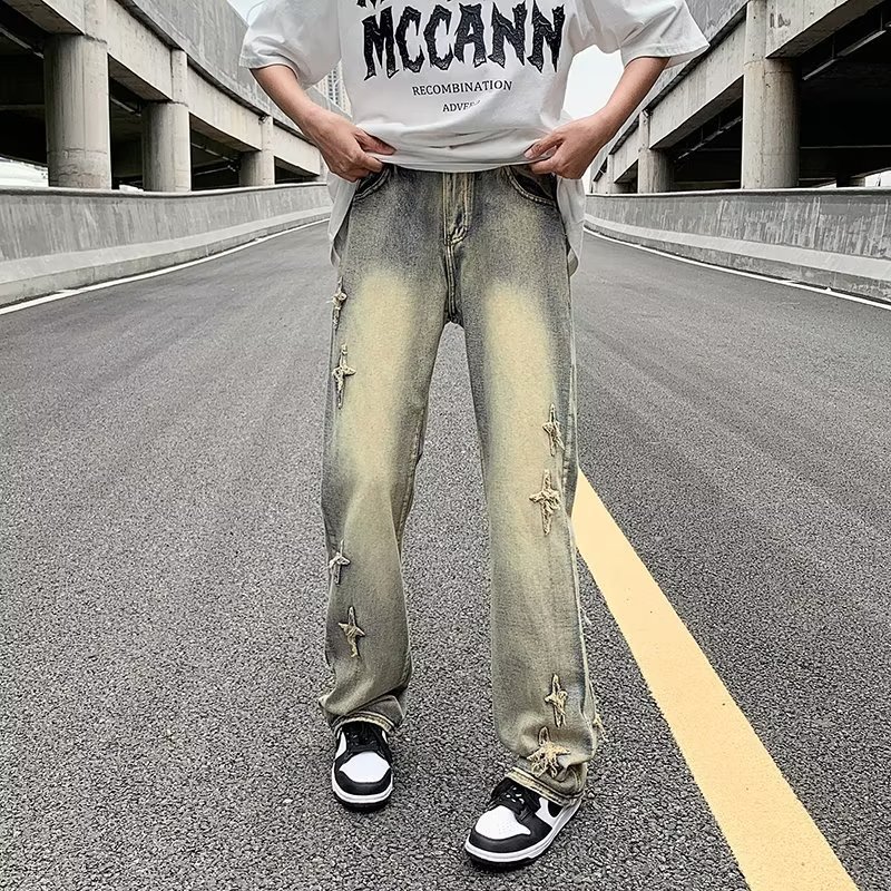 Zipper Loose Denim Trousers Men - Image 4