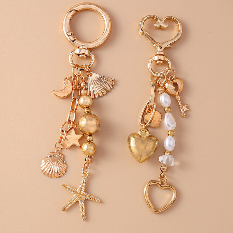 Creative Moon Starfish Keychain