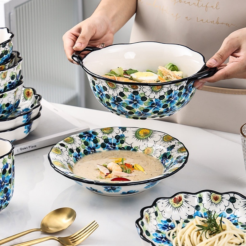 Ceramic Hand-Painted Noodle Bowl Tableware - Image 9