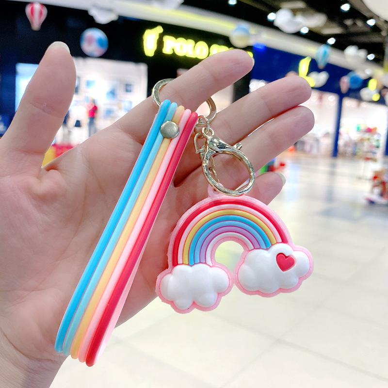 Creative Simple Cloud Girl Rainbow Keychain