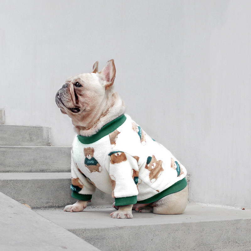 Winter French Dog Pajamas Printed Set
