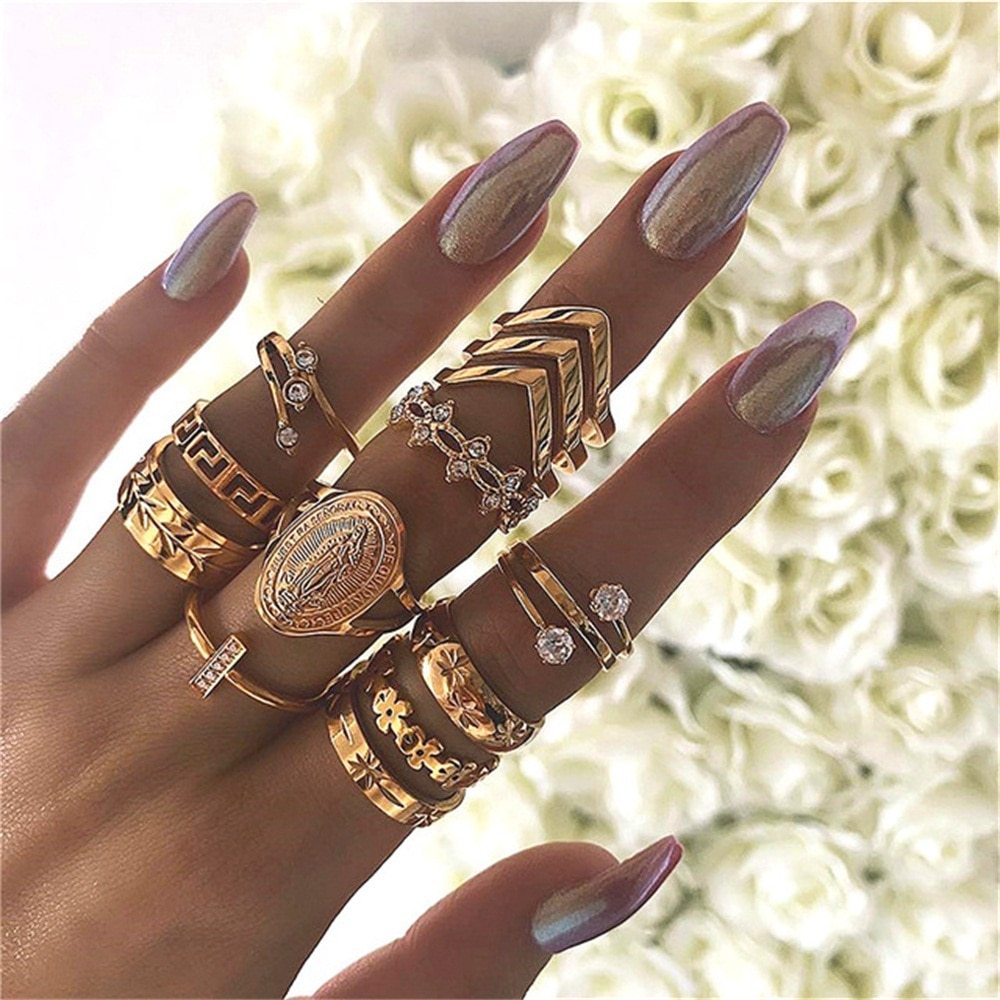 Multi Semi Precious Diamond Ring Set