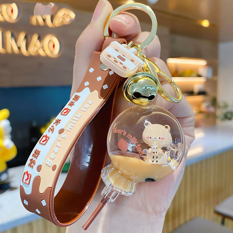 Cute Milk Tea Bear Pendant Keychain - Image 2