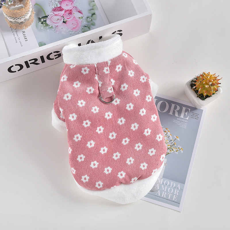 Flower Corduroy Cotton Padded Dog Jacket - Image 5