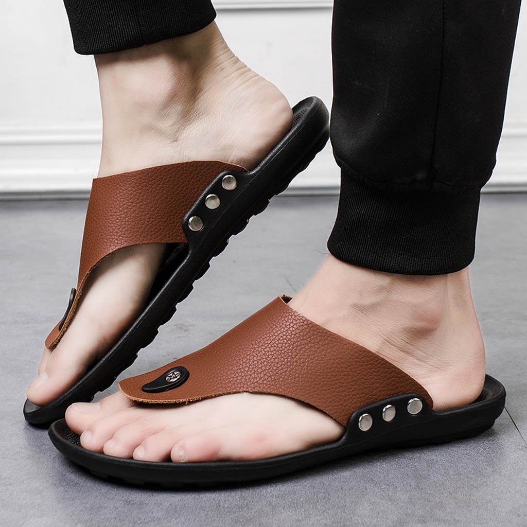 Artificial PU Leather Men's flip flops
