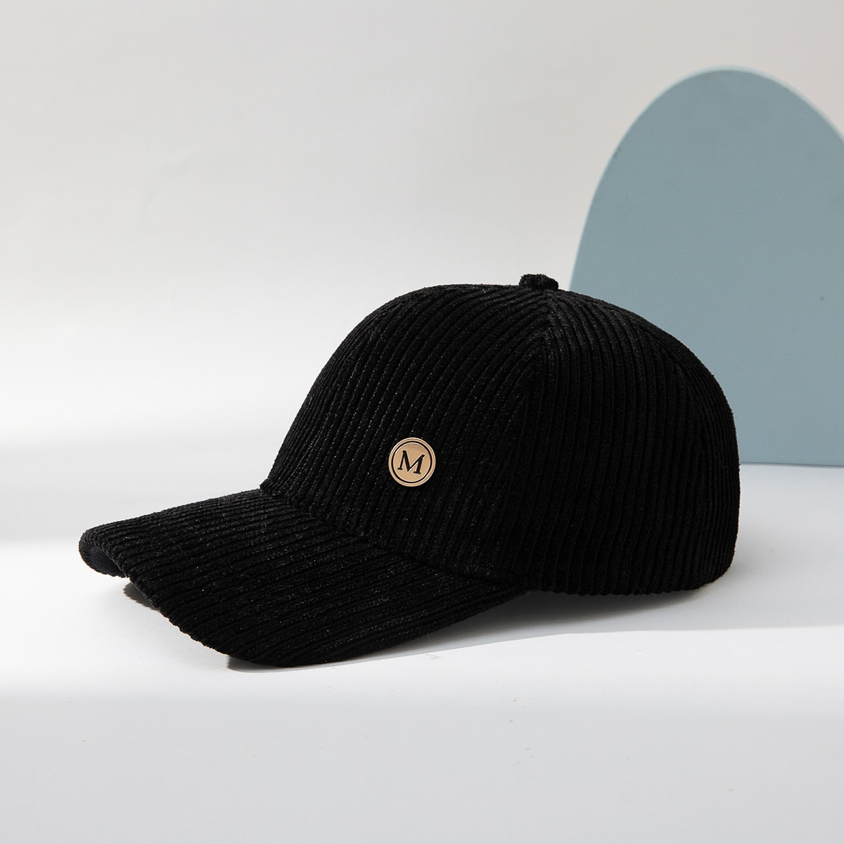 Warm Sunshade Corduroy Metal Letter Baseball Cap - Image 5