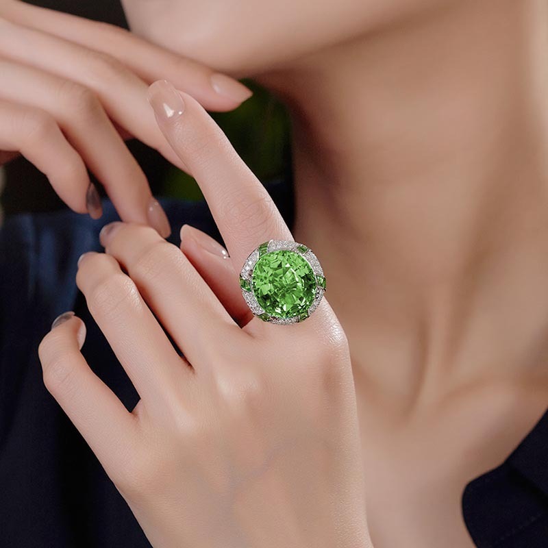 Natural Peridot Pendant Jewelry Set