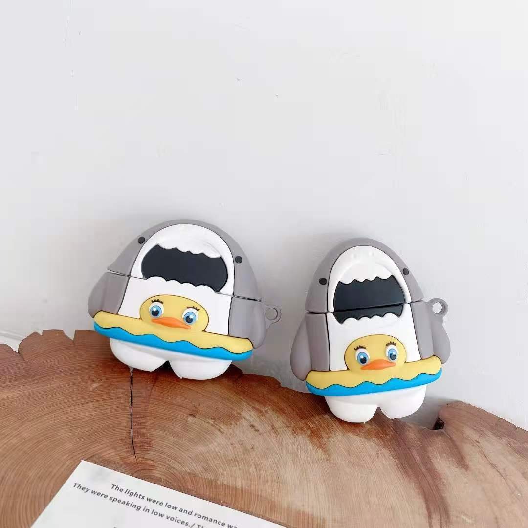 Cute Swimming Ring Shark Earphone Case