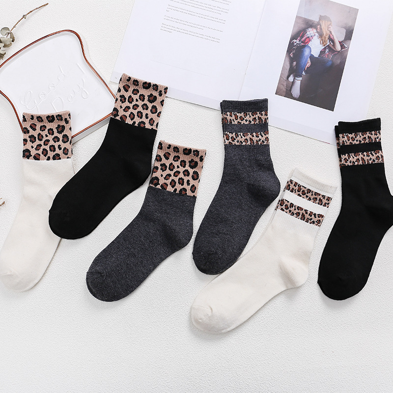 Mid-calf Leopard Print Socks For Women