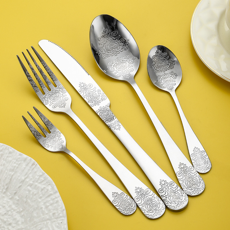 Gold-Plated Stainless Steel Fork Vintage Cutlery Suit