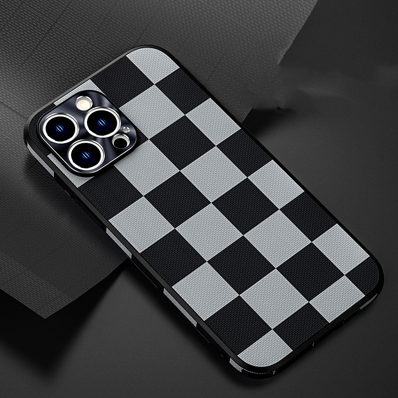 Plaid Side Stick Leather Phone Case - Image 2