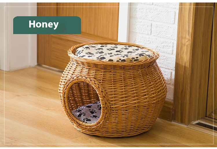 Summer Rattan Cool Wicker Cat House - Image 5