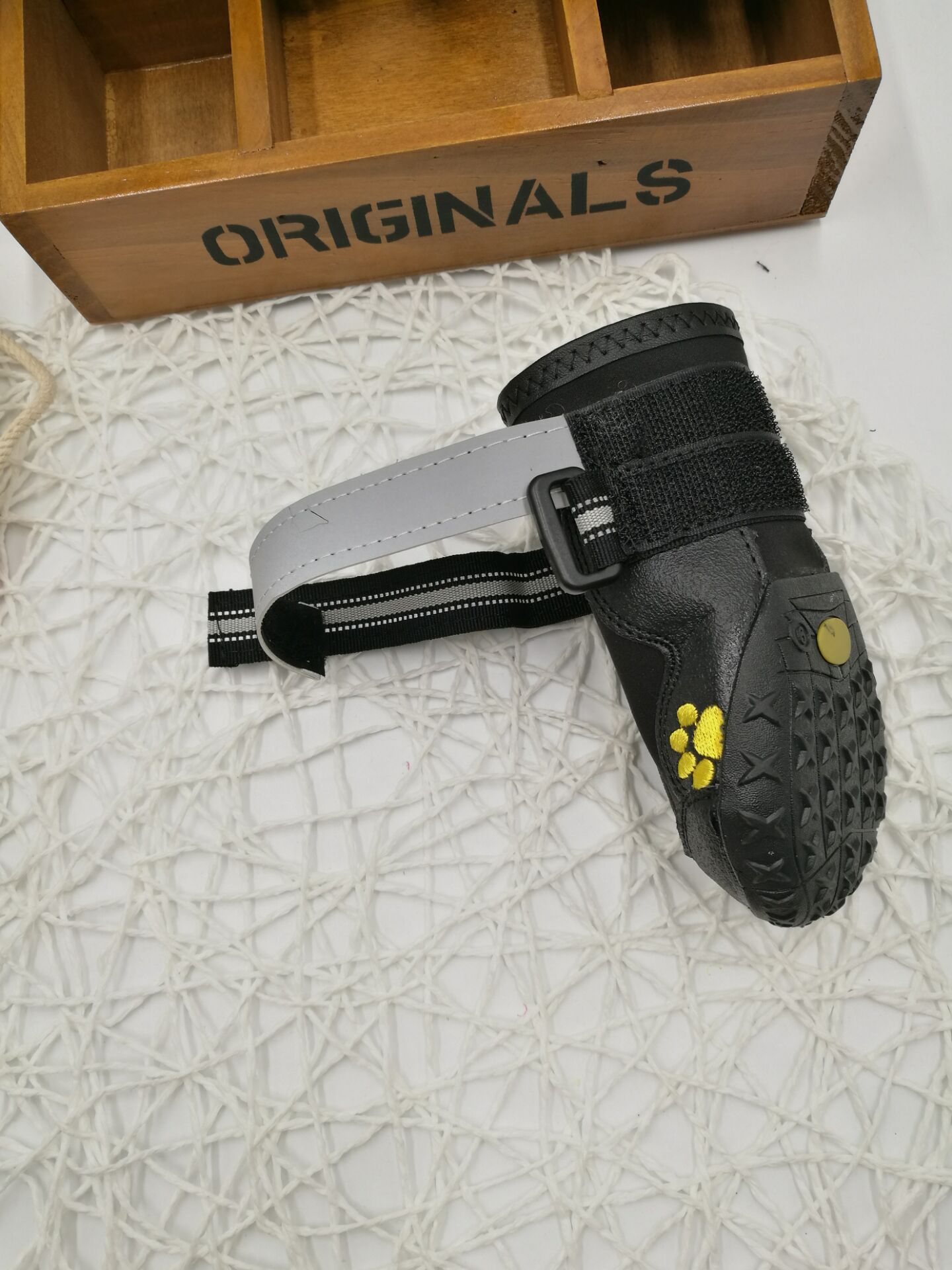 Pet Black Leather Dog Shoes - Image 4